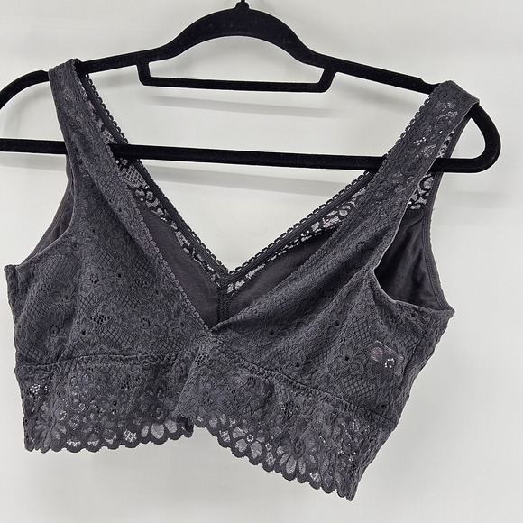 Lace Bra Bralette Gray XL Feminine Sheer Dainty Comfy Lingerie - Picture 2 of 8